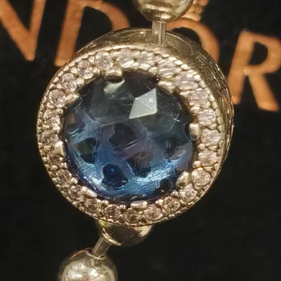 Pandora Beaded Silver Bracelet with Blue Sparkling Charm - Picture 3 of 5